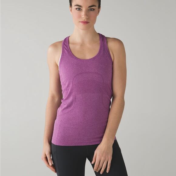 Lululemon Swiftly Tech Racerback Tank Heathered Plum Purple Seamless Knit Size 6 - Picture 1 of 5